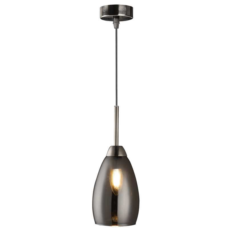 1 Light Gun Metal & Smoke Glass Pendant