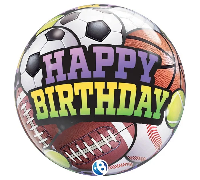 22" PKG BIRTHDAY SPORTS BUBBLE BALLOON