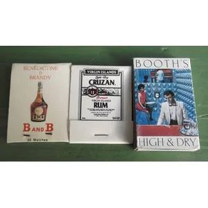 3 International vintage spirits matchbooks - see details below