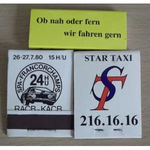 3 Vintage matchbooks advertising International Taxis services - all unused