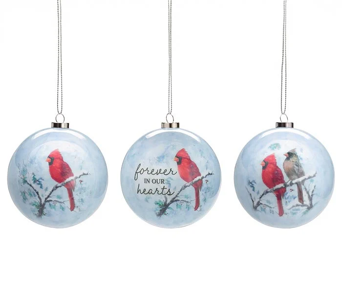 3" YULETIDE CARDINALS ASSORTED ORNAMENTS
