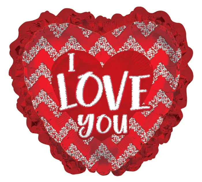 31" I LOVE YOU RED GLITTER RUFFLE HEART