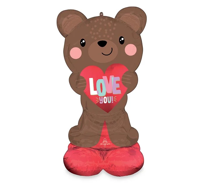 49"PKG AIRLOONZ SATIN BROWN LOVE BEAR