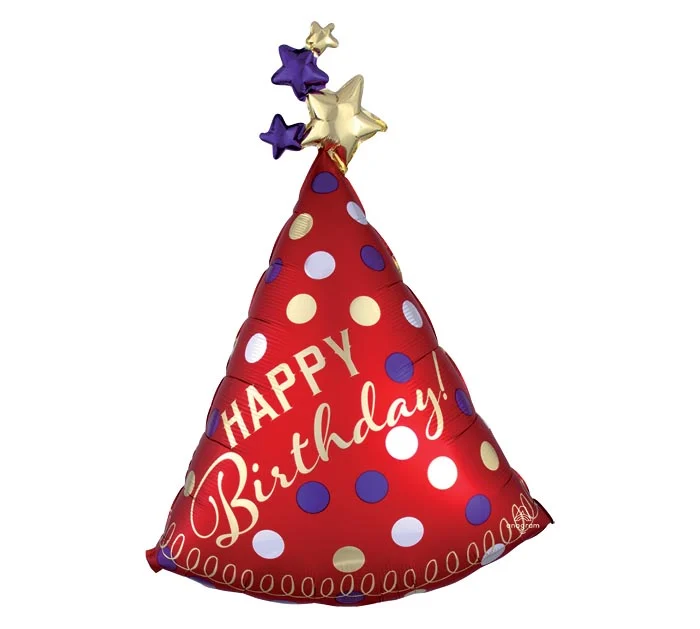 36"PKG RED SATIN PARTY HAT SUPERSHAPE