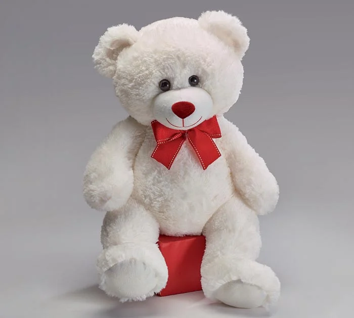 15" WHITE VALENTINE BEAR WITH RED BOW
