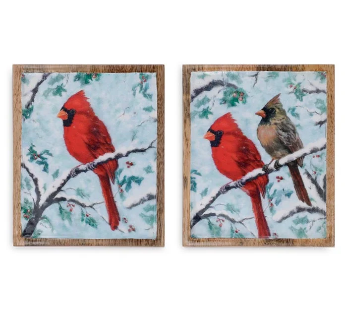 ASTD CARDINAL MANGO WOOD SHELF SITTER