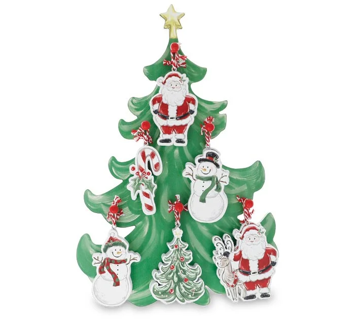 CHRISTMAS CHARACTER ORNAMENTS ON DISPLAY