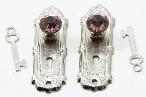 Purple Crystal Opryland Knob, 2 per package, Satin Nickel