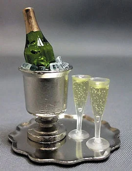 Champagne Bucket Tray-withChampagne, Ice and Flutes