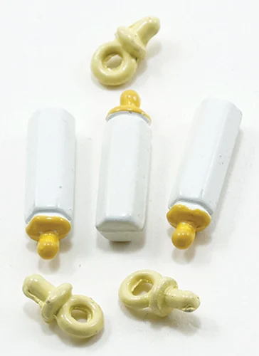 Yellow Baby Bottles and Pacifiers Set, 6 pc