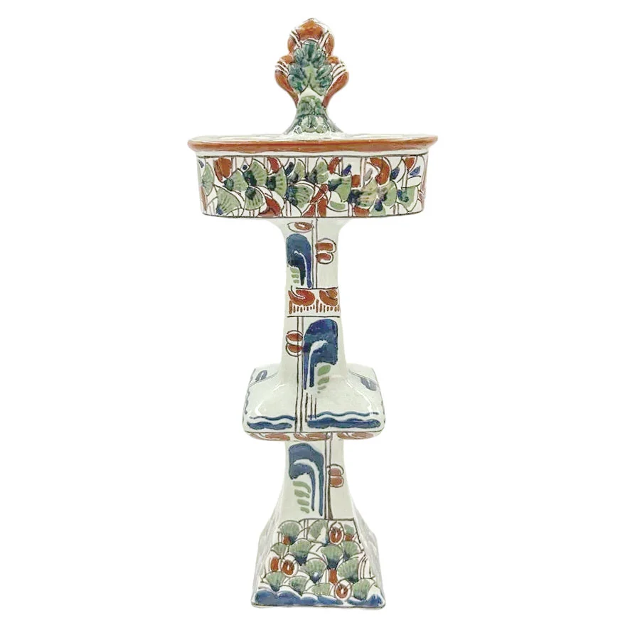 Art Nouveau Royal Delft Polychrome Candle Holder 1898