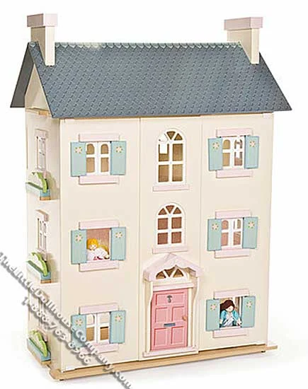 Cherry Tree Dollhouse w/6 Rooms of Furniture and Doll Family
