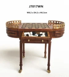 Chess Table with Inlay Chess Board - Walnut