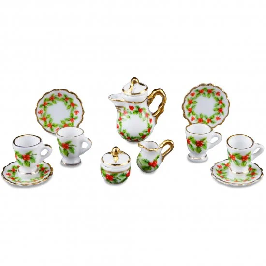 Coffee Set with Christmas Mistletoe Theme by Reutter, LAST ONE