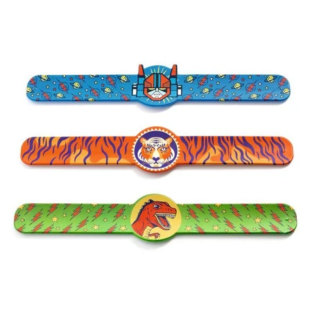Djeco Robots, Dinos & Tigers Snap Bands - 15 Pack