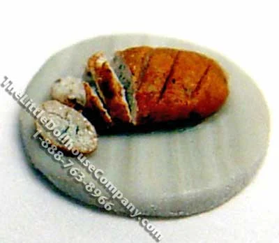 Dollhouse Scale Model 1:48 Wheat Loaf on Cutting Board