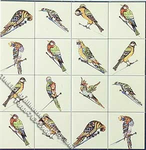 Dollhouse Scale Model Bird Themed Decorative Faux Wall Tiles
