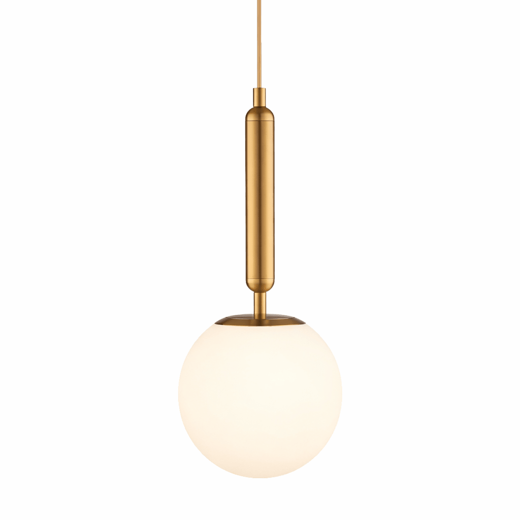 Fizz Pop Frosted White Glass & Antique Brass Pendant