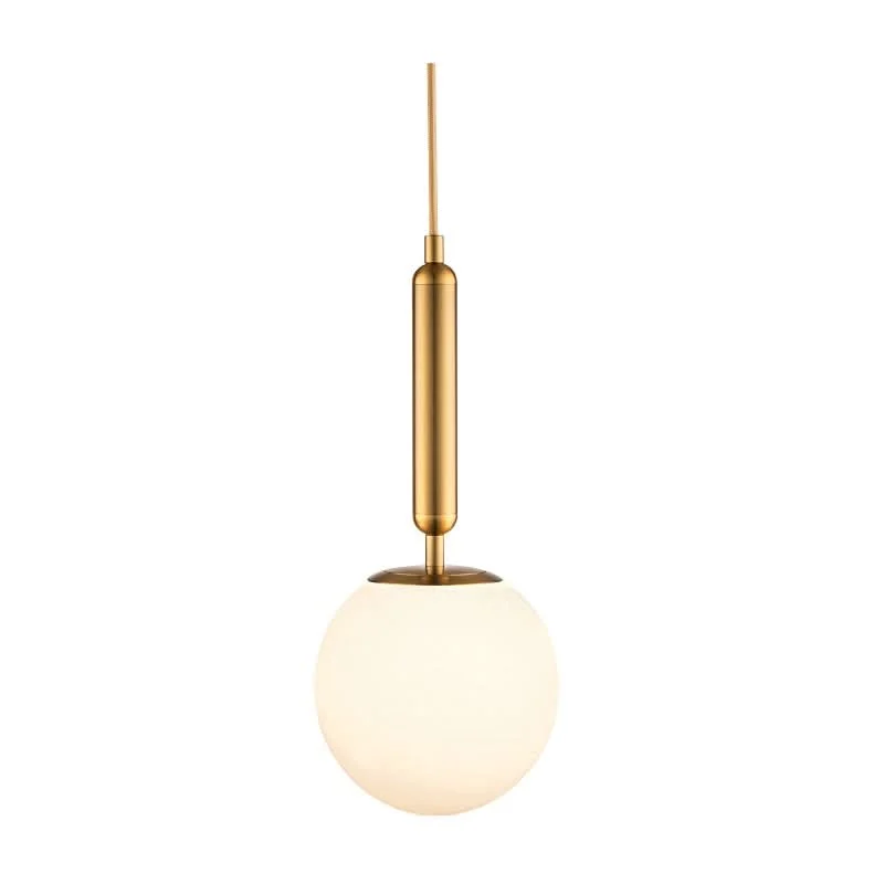 Fizz Pop Medium Frosted White Glass and Antique Brass Pendant