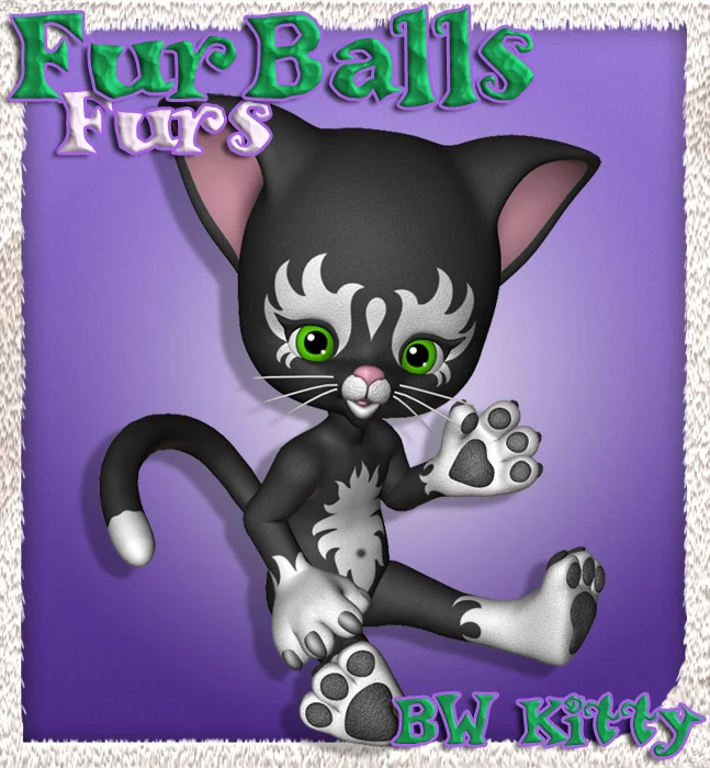 Furballs' Furs - Black and White Kitty