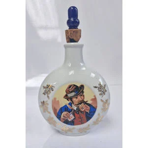 Gebrüder Bernard AG vintage porcelain snuff bottle with gold floral accents