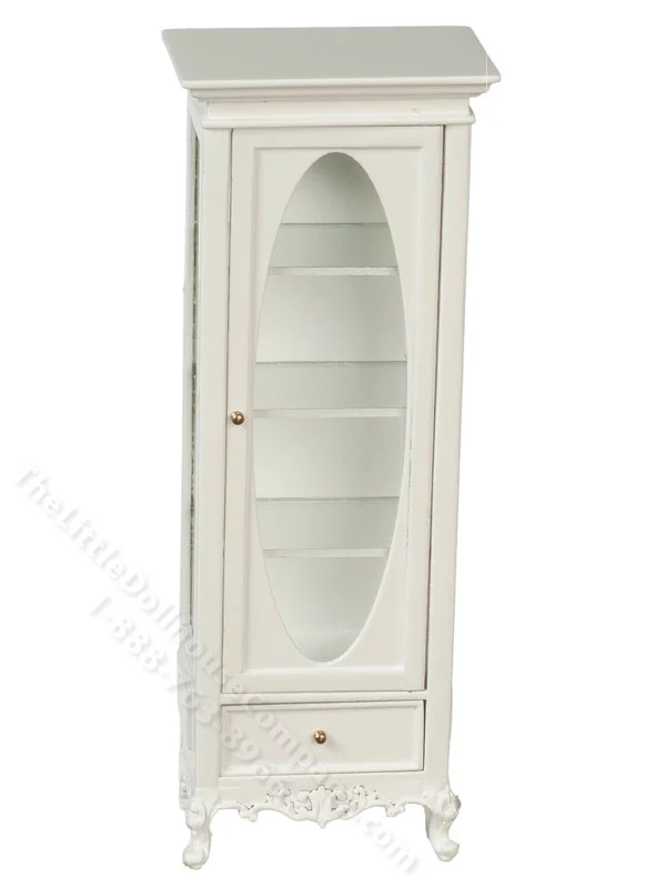 Miniature American Victorian 1840 Display Cabinet - White