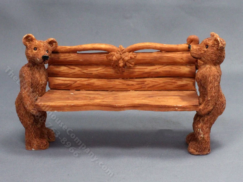 Miniature Bear Bench Stand for Dollhouses