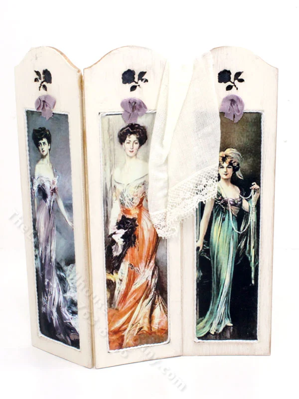 Miniature Edwardian Gown Dressing Screen for Dollhouses