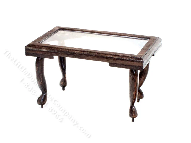 Miniature Glass-Top Coffee Table for Dollhouses