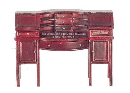 Miniature Mahogany Large Ladies Desk for Dollhouses
