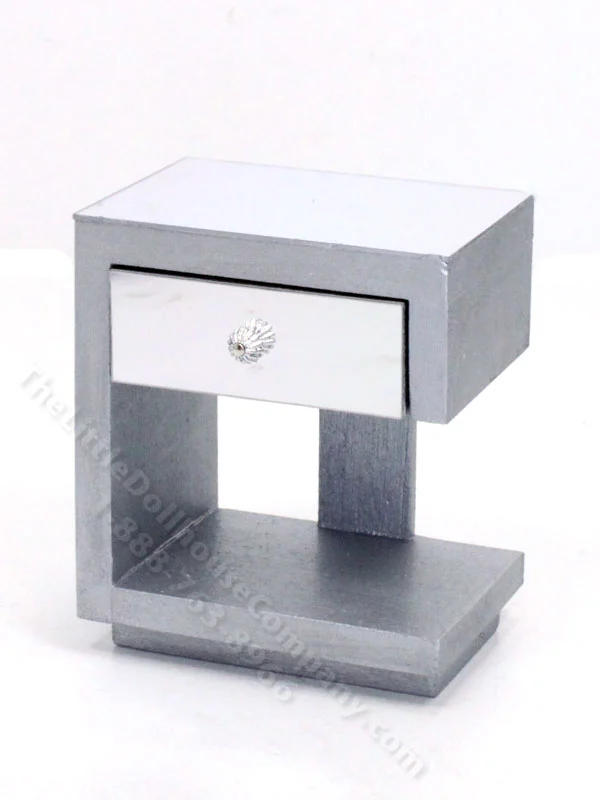 Miniature Modern Mirrored Right Nightstand by Judith Blondell