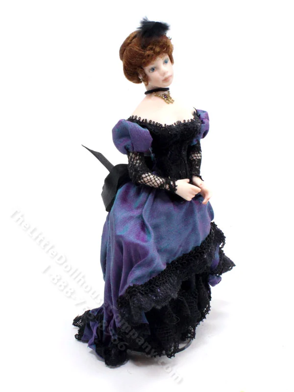 Miniature Porcelain Lady in Purple Ballgown