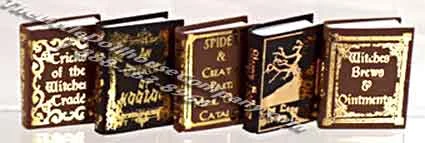Miniature Reproduction Witch Reference Books for Dollhouses