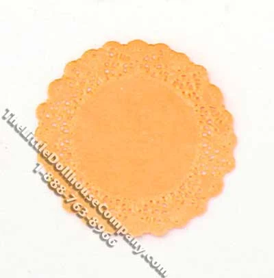 Miniature Set of 4 Orange Round Lace Doilies for Dollhouses