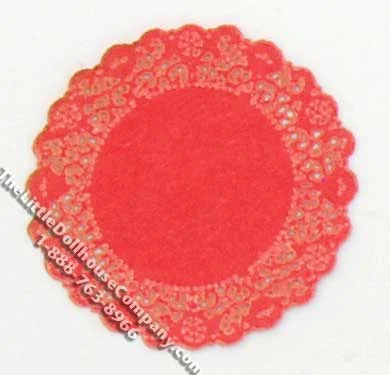 Miniature Set of 4 Red Lace Doilies for Dollhouses