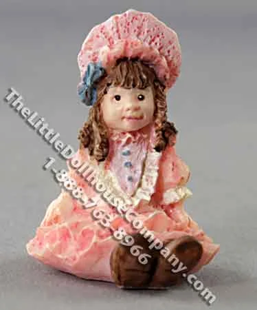 Miniature Sitting Doll Figurine for Dollhouses