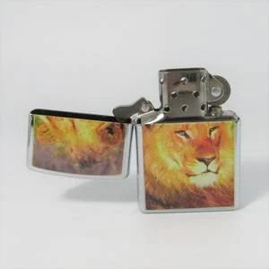 Original Stainless Steel Zippo with Lion printing - excellent condition