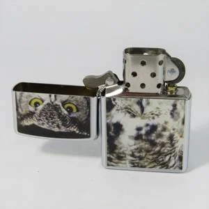 Original Stainless Steel Zippo with Owl printing - excellent condition