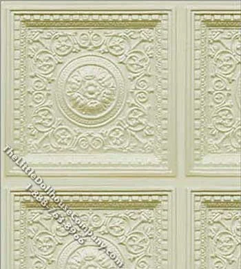 Paper Cream Rosette Panel Pattern Miniature Dollhouse Wallpaper