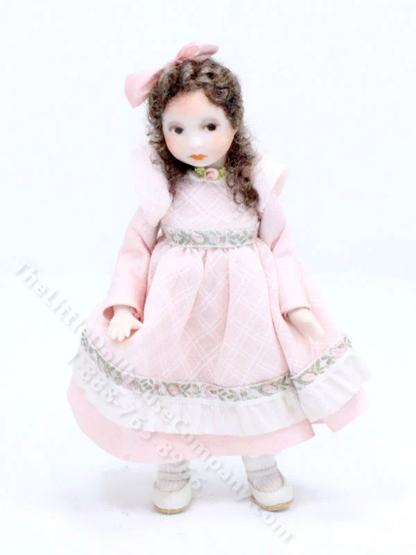 Porcelain Doll in Pink Dress by Pat Melvin