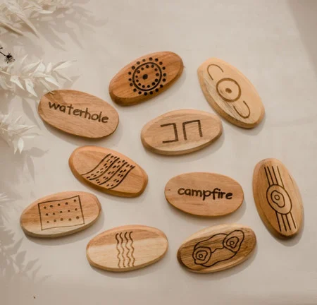 Qtoys Aboriginal Symbol Wooden Stones