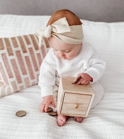 Qtoys Montessori Wooden Coin Slotting Box