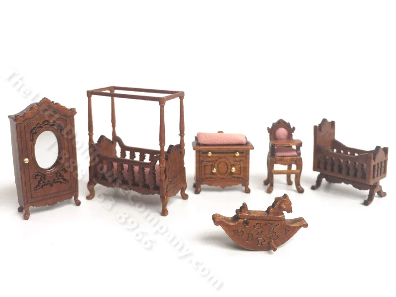 Quarter Scale 6pc Nursery Set for Dollhouses