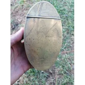 Rare 18th Century Brass Large Snuff Box / Tobacco Box Engraved
