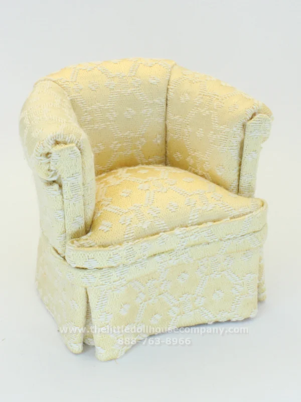 Tub Style Over Stuffed Arm Chair in Gold Fabric