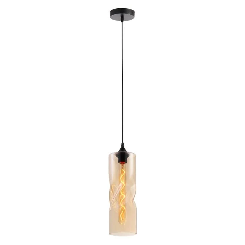 Twisted Glass Amber Pendant Light