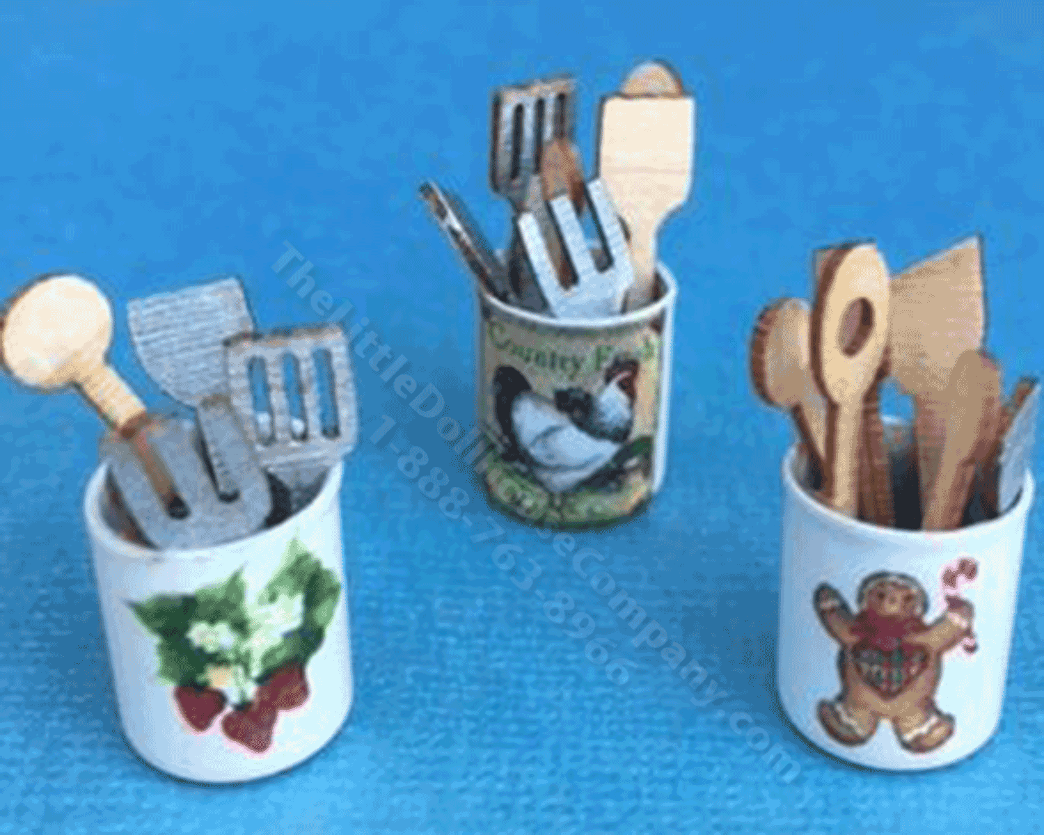 Utensil Canister with Wooden Utensils and Choice of Decals