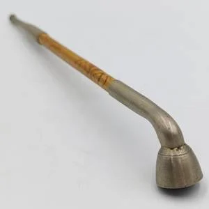 Vintage bamboo and metal opium smoking pipe