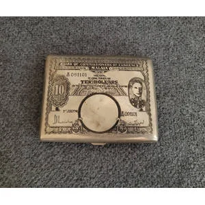 Vintage cigarette case 10 dollars MALAYA with an engraving of King George VI