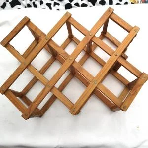 Vintage Expanding Wine Rack- Portable- Wood with brass pins